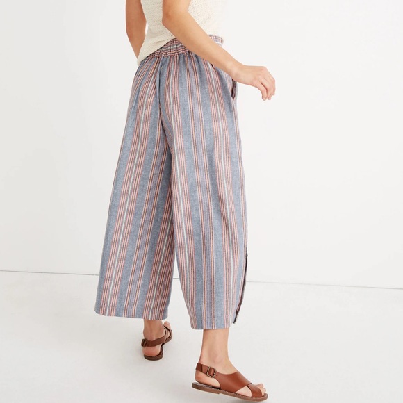 Madewell Women's Side-Button Huston Pull-On Crop Pants in Rainbow Stripe ST - Picture 2 of 14